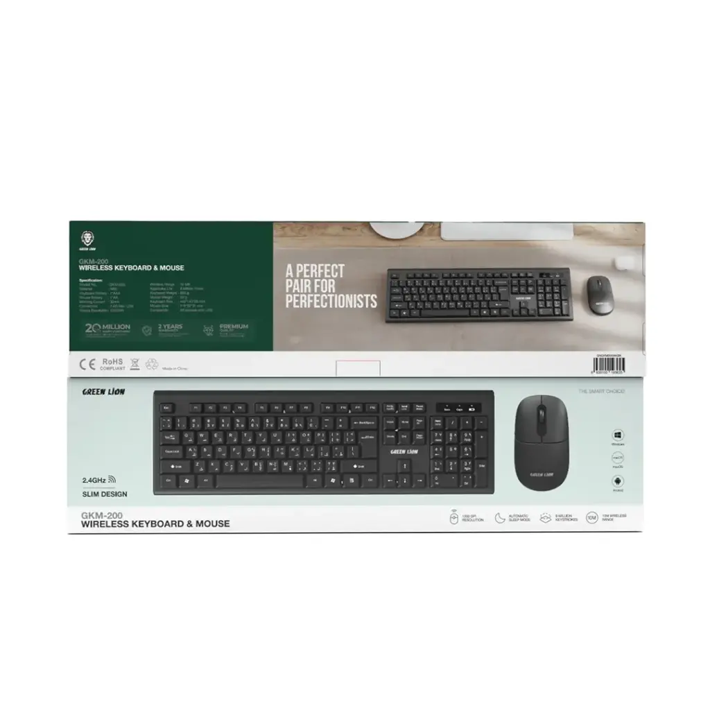 ست کیبورد و ماوس بی سیم گرین لاین مدل GKM-200 ۳۷