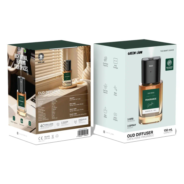دستگاه خوشبو کننده گرین لاین مدل GNAD26OUDFSR با رایحه عود 150ml