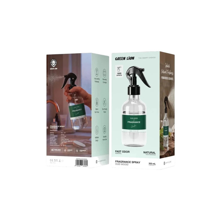 اسپری خوشبو کننده گرین لاین Oud Wood حجم ۳۰۰ میلیلیتر با رایحه چوب صندل